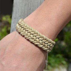 Natural cotton and linen colorful bracelet original handmade jewelry